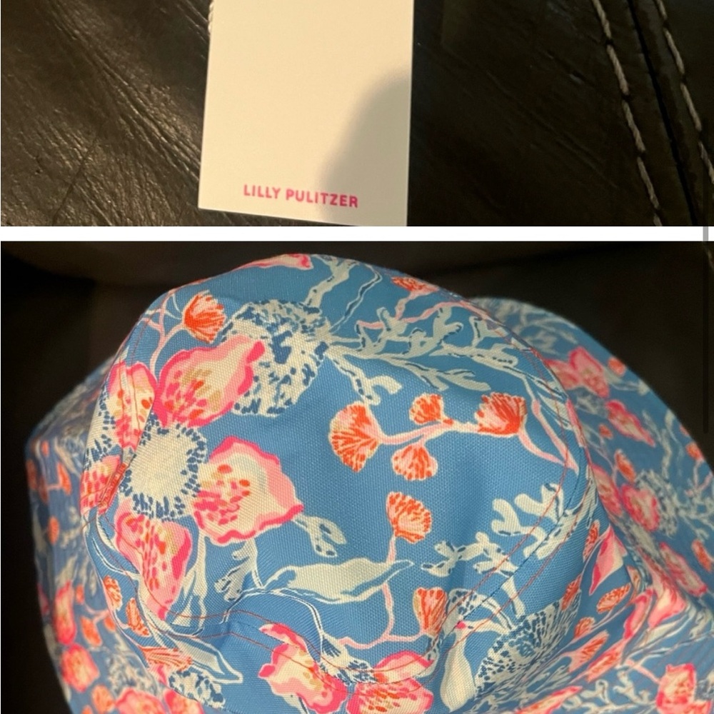 Tory Burch Orange and Floral Reversible Hat - Picture 4 of 7